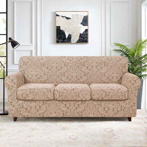 House of Hampton® Jacquard Damask Individual Box Cushion Sofa Slipcover